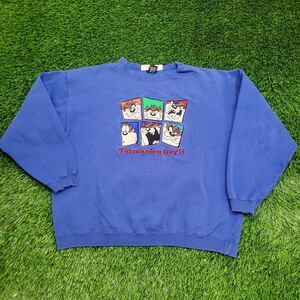 Vintage Tasmanian Devil Sweatshirt Womens Large 24x23 Blue